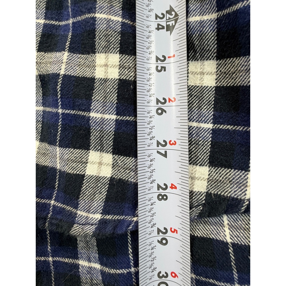 Lincoln Outfitters Mens XL Tall Flannel Shirt Navy Blue White Plaid Cotton L/S - Picture 6 of 6